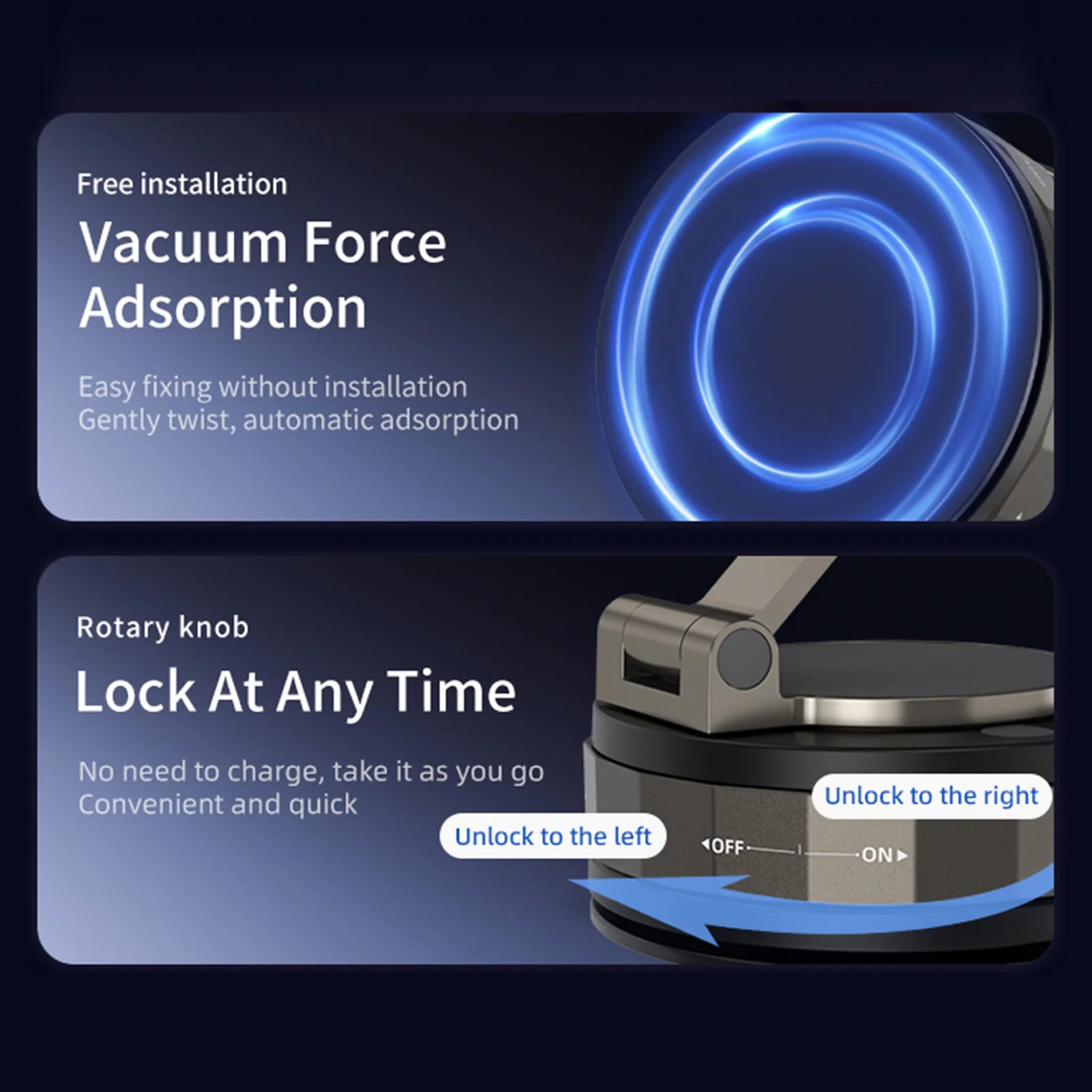 Vacuum Magnetic Suction Car Phone Holder Suction Cup Phone Mount Stand