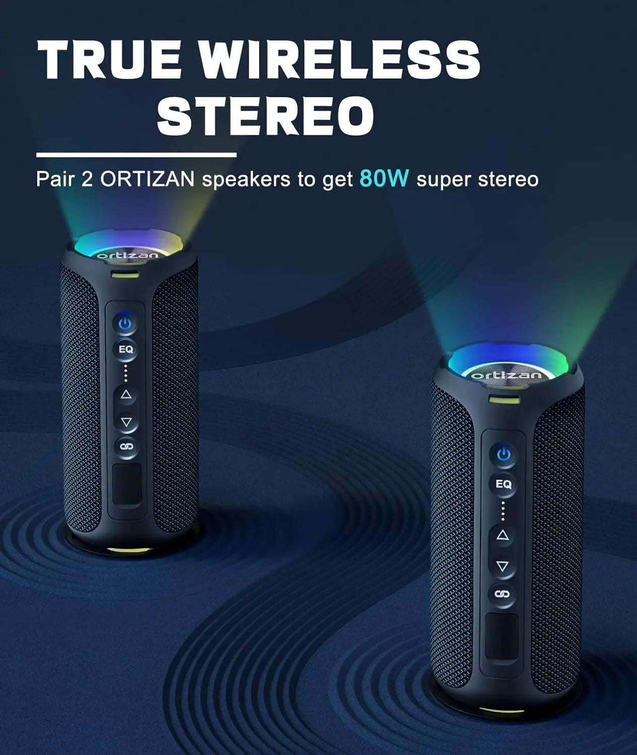 Ortizan Bluetooth Speakers Enhanced Bass Portable Outdoor Wireless Speaker