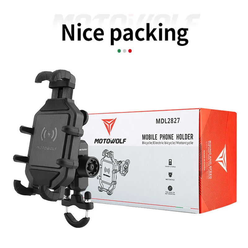 Motorcycle Wireless Charging Phone Holder Cradle 3.0 Quick Charger GPS Moto