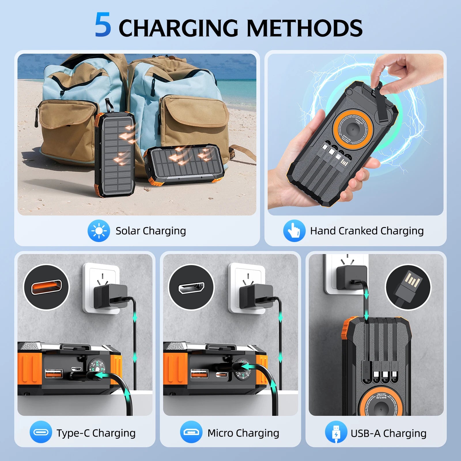 2026 NEW Solar Power Bank 80000mAh 22.5W Magnetic Wireless Powerbank