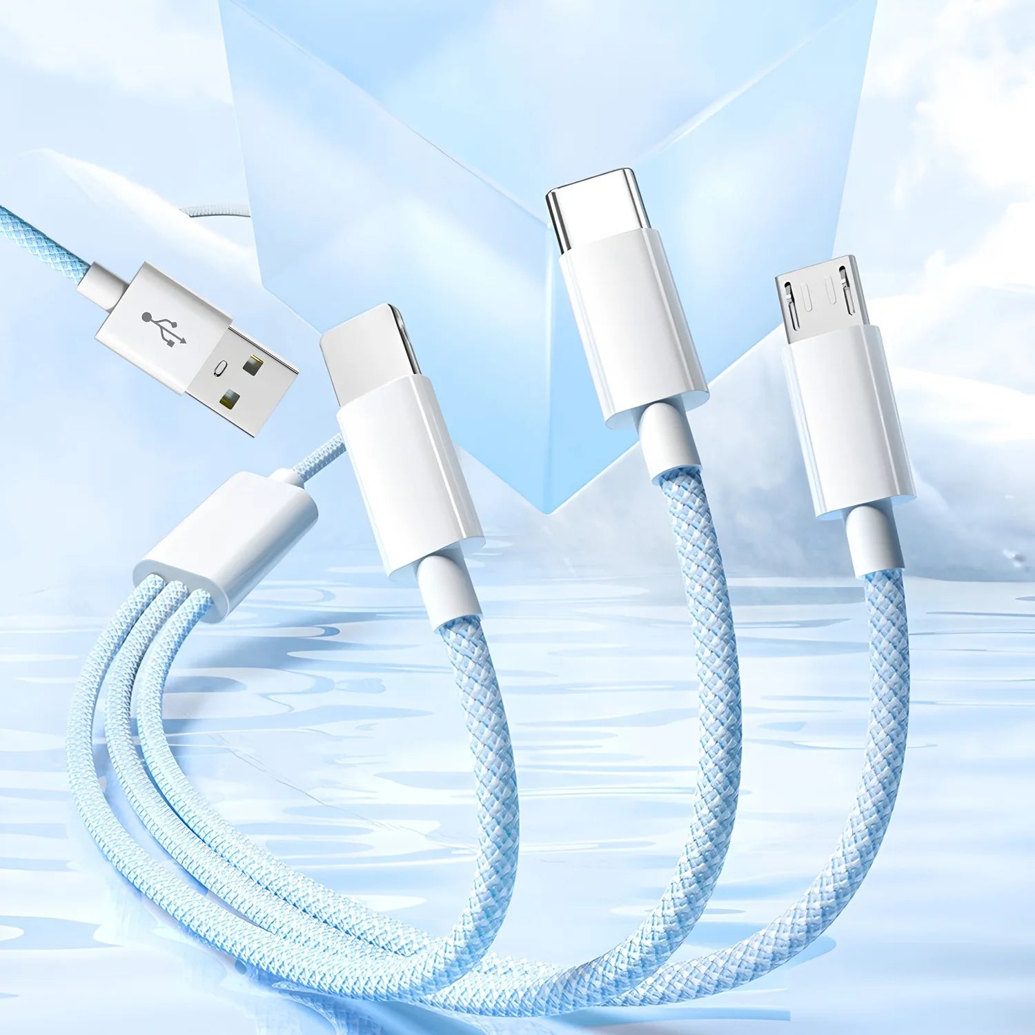 3 In 1 Fast Charging Cable For iPhone Xiaomi Poco Micro USB Type C Charger