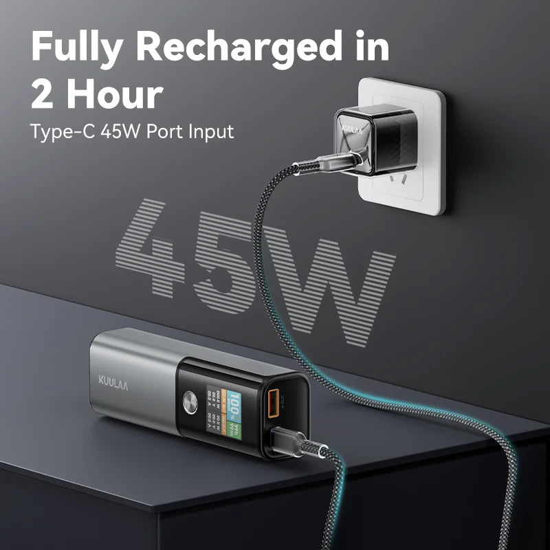 KUULAA Power Bank 14000mAh Portable Charger 100W PD Fast Charging External Battery PowerBank for Macbook for iPad Laptop Notbook