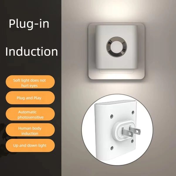 Motion Sensor Light LED EU/US Plug Type C Rechargeable Wireless Night Light