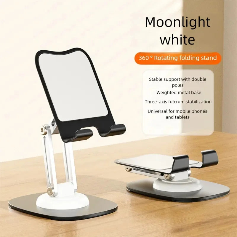 Aluminum Alloy Foldable Desktop Phone Stand with 360° Rotating Metal Base