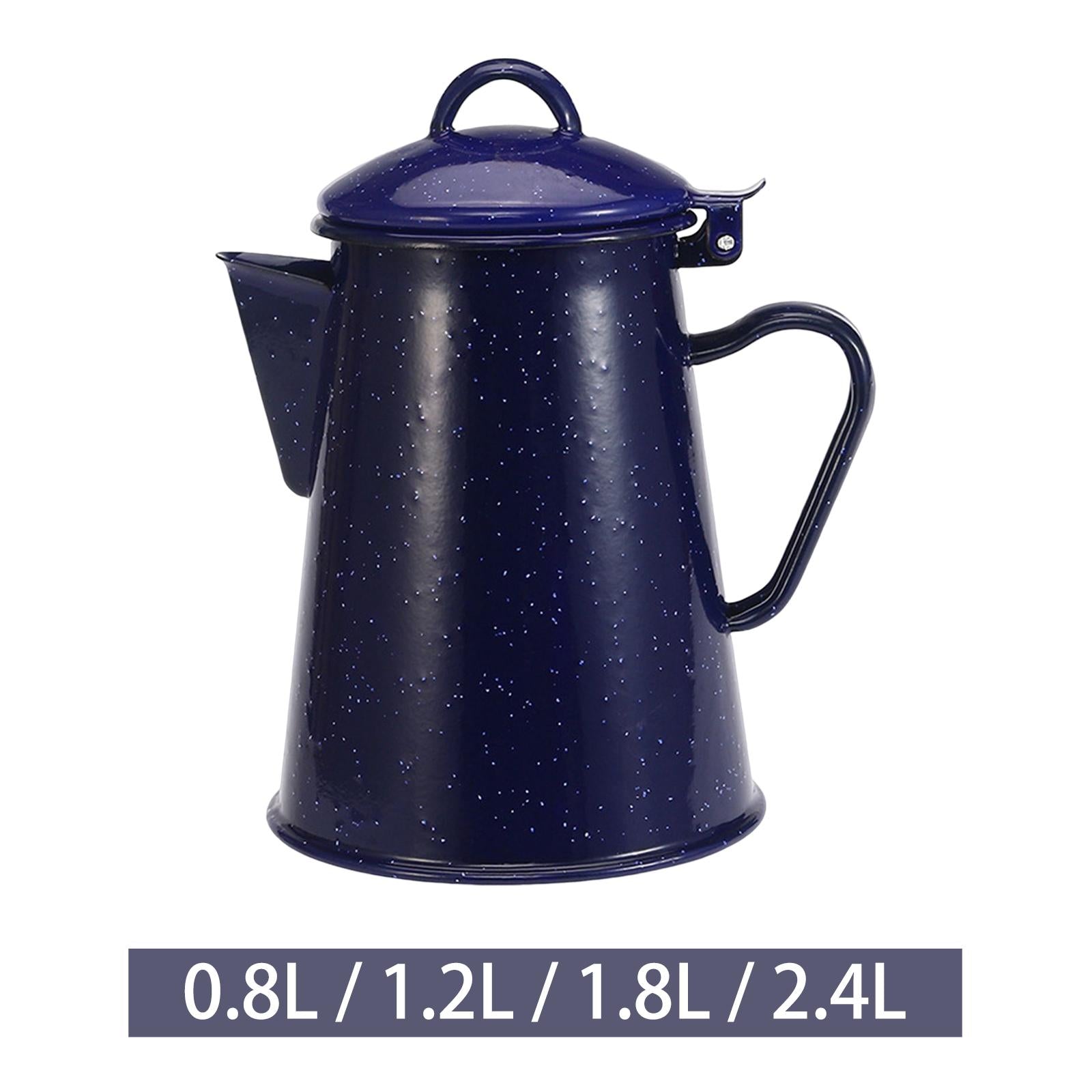Enamel Coffee Kettle Juice Milk Jug Coffee Pitcher Cold Water Teapot Kettle Lid Wide Mouth for Party Household Office Drinkware