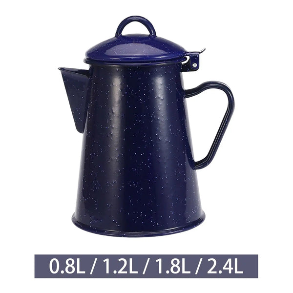 Enamel Coffee Kettle Juice Milk Jug Coffee Pitcher Cold Water Teapot Kettle Lid Wide Mouth for Party Household Office Drinkware