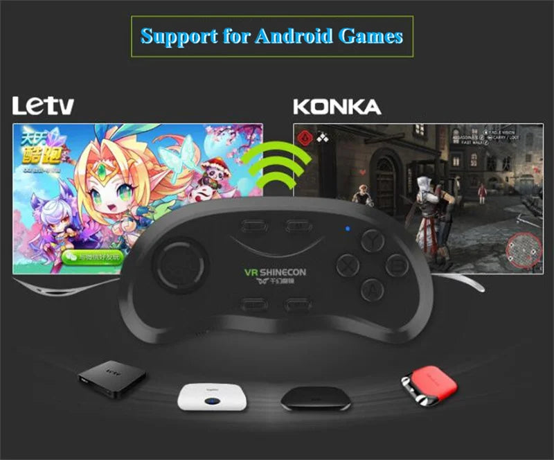 VR SHINECON Thousand Magic Mirror VR Glasses G04BS Bluetooth Headset Version 3D Virtual Reality Helmet Smartphone + Joystick