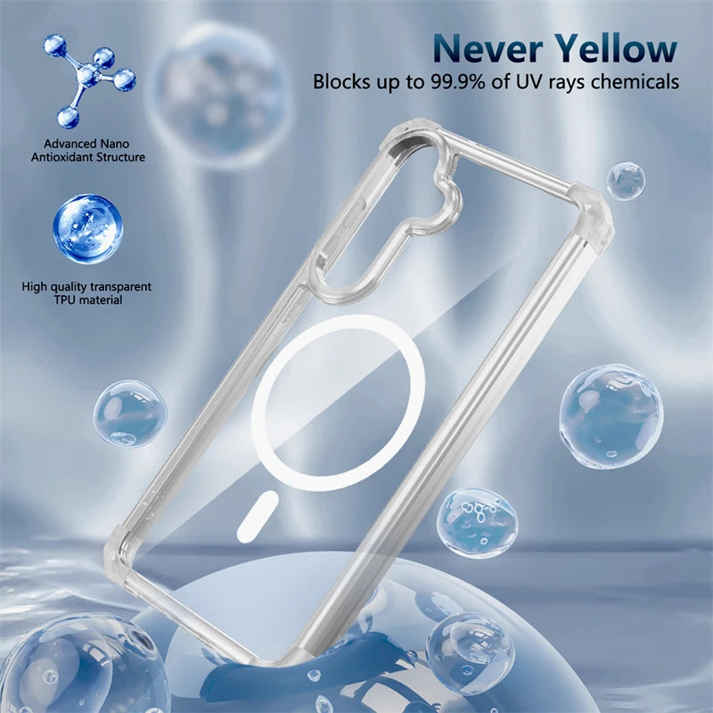 Shockproof Armor Transparent Case For Samsung Galaxy Magsafe Charge Cover