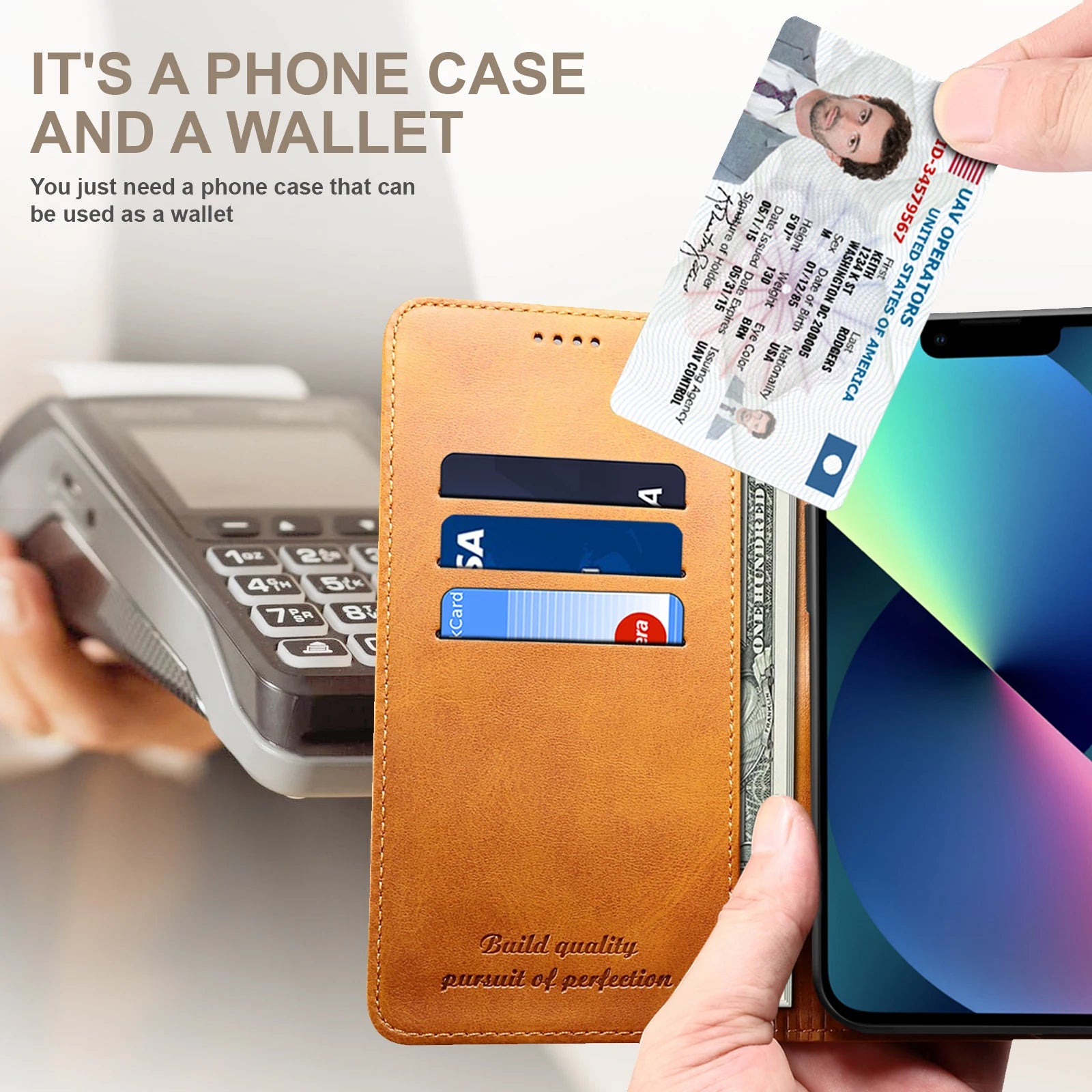 SUTENI Faux Leather Wallet Phone Case Cover Flip For iPhone Pro Max Plus Mini