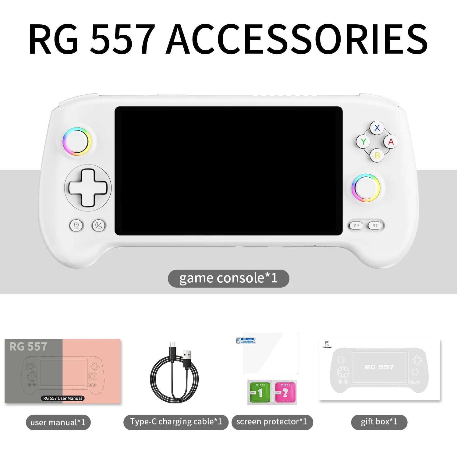 Anbernic RG557 Handheld Video Game Console Android 14 Gaming Console 5.48" AMOLED HD Screen Game Player WiFi 6E Bluetooth 5.3