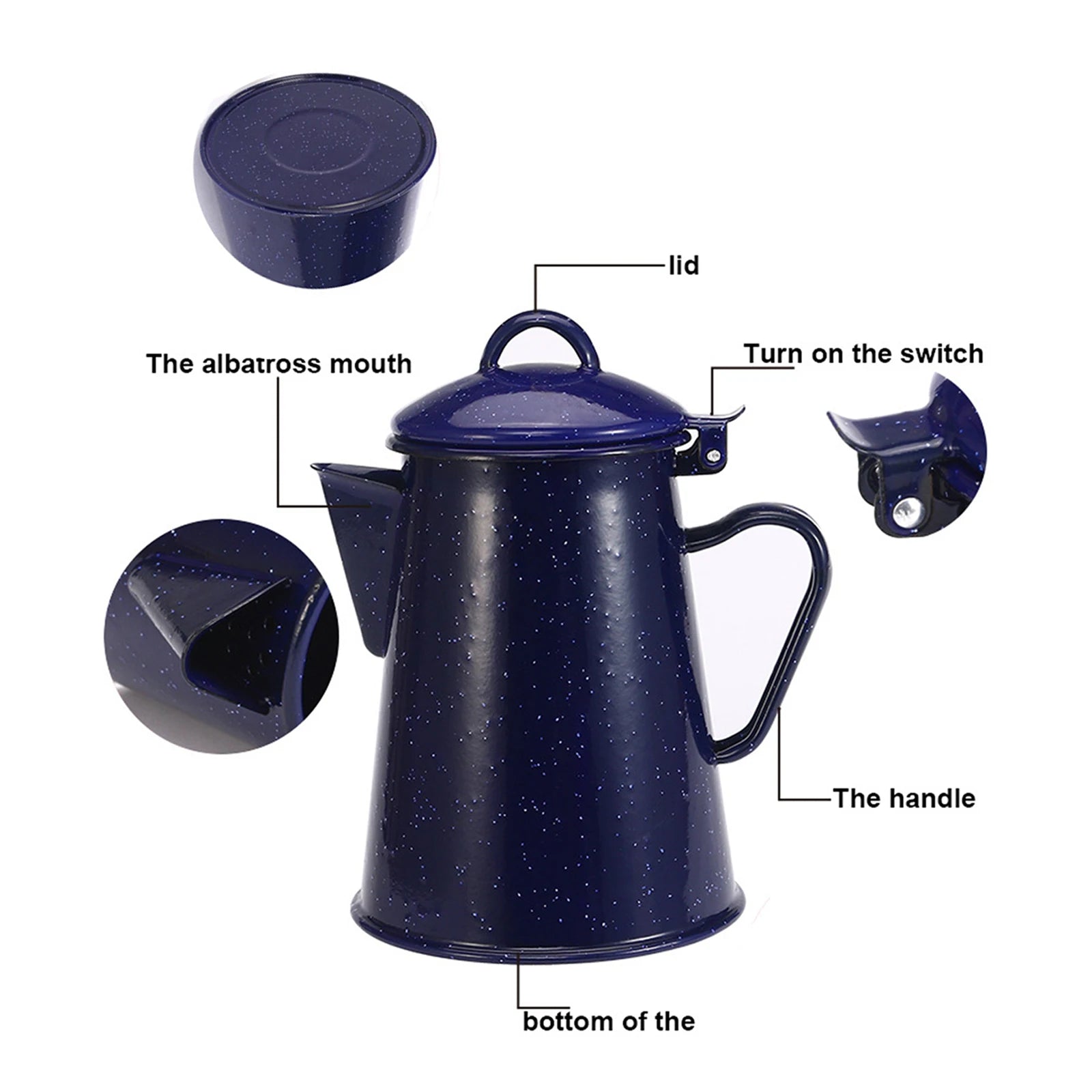 Enamel Coffee Kettle Juice Milk Jug Coffee Pitcher Cold Water Teapot Kettle Lid Wide Mouth for Party Household Office Drinkware