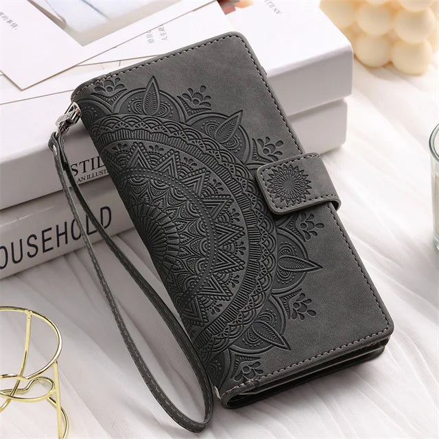 Leather Flip Case For Samsung Galaxy  Card Wallet Embossing Phone Bag