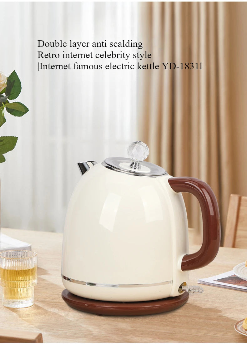 220V Portable Electric Kettle 1.8L Stainless Steel Electric Tea Kettle Mini Household Water Boiler Home Kitchen Appliances