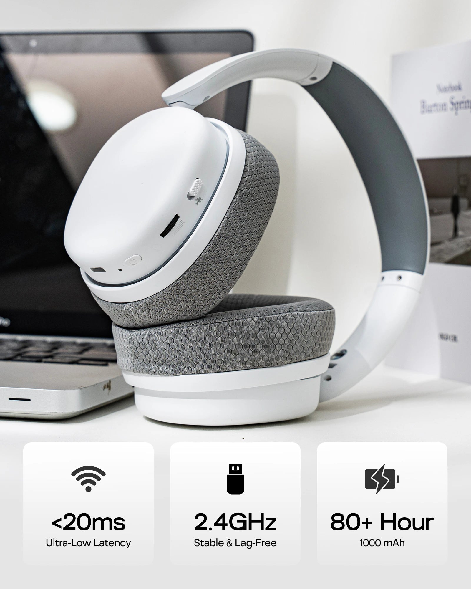 Wireless Gaming Headphone 7.1 Surround Sound with Noise Canceling Mic