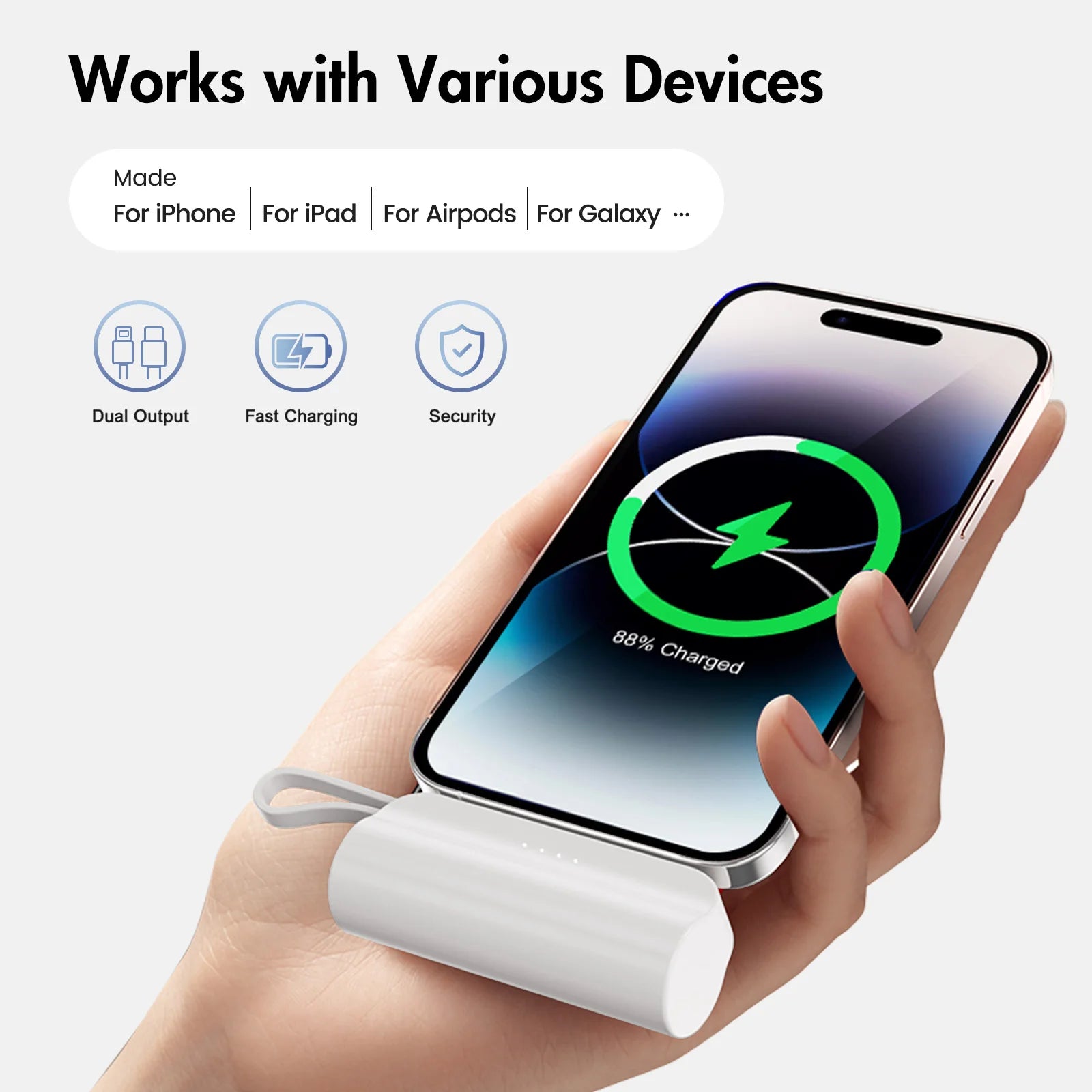 Mini Power Bank Portable 4500mAh Power Phone Charger Capsule Dual USB