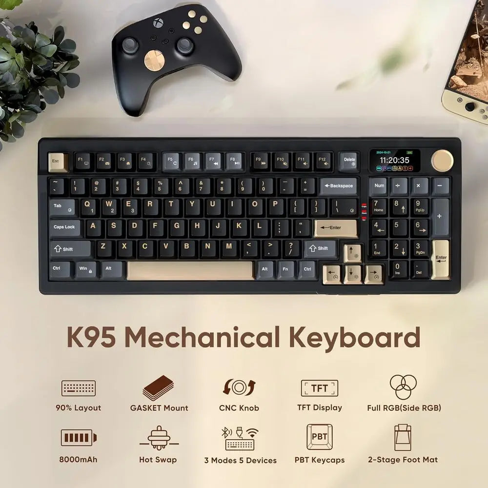 Wireless Mechanical Keyboard Hot Swappable Linear Pink Switches RGB
