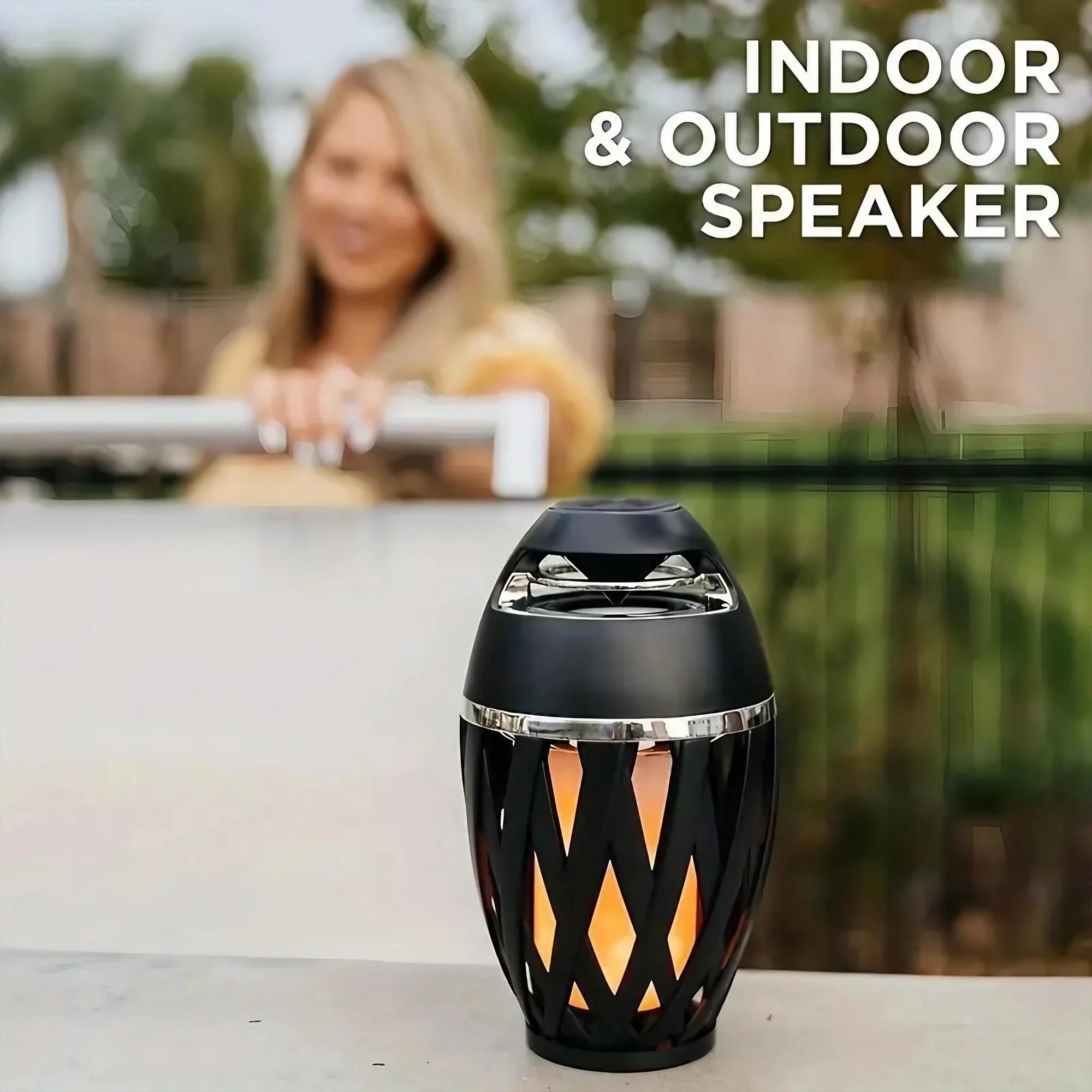 Portable Bluetooth 5.0 Flame Speaker with LED Torch 5W Bass Sound Camping