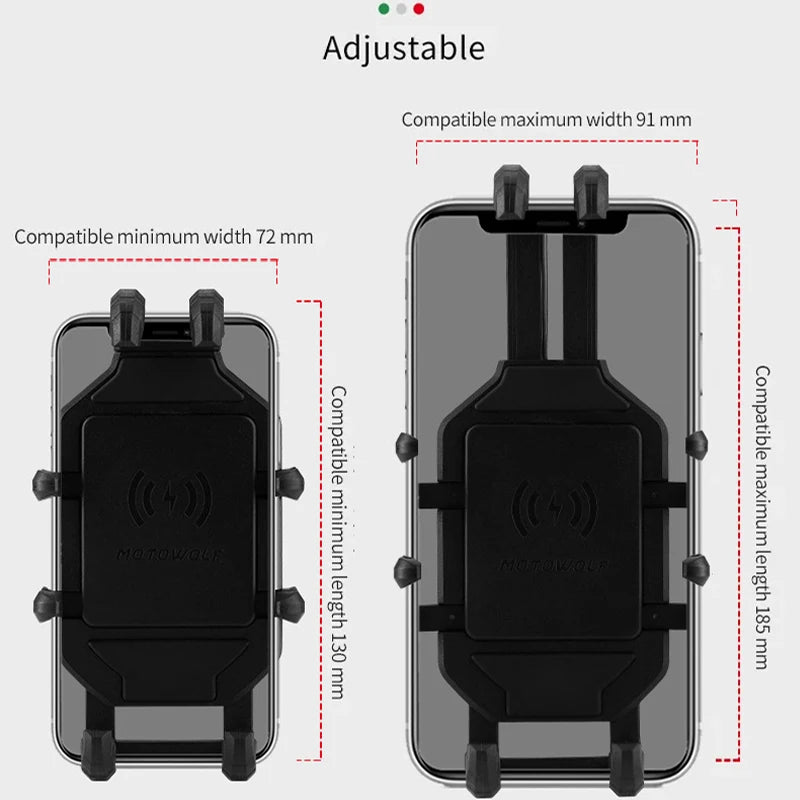 Motorcycle Wireless Charging Phone Holder Cradle 3.0 Quick Charger GPS Moto