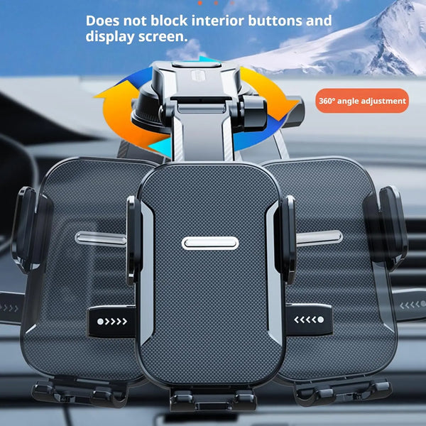 Adjustable Dashboard Car Cell Phone Holder with Telescopic Arm & Side Grips