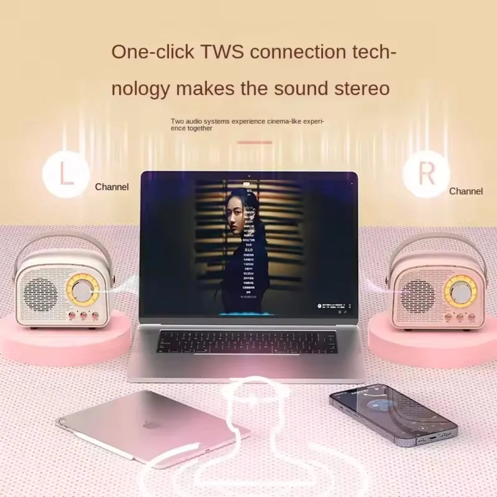 Retro Mini Bluetooth Speaker Classical Music Player Stereo Bass Sound Box