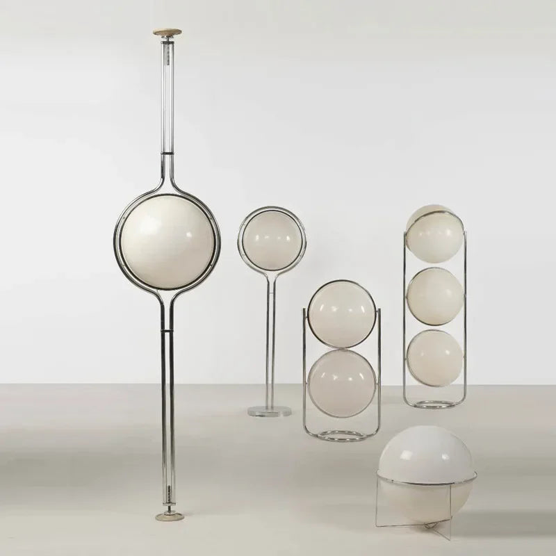 Garrault  Delord Floor Lamp Chrome Metal White Acrylic Ball Floor Light Living Room