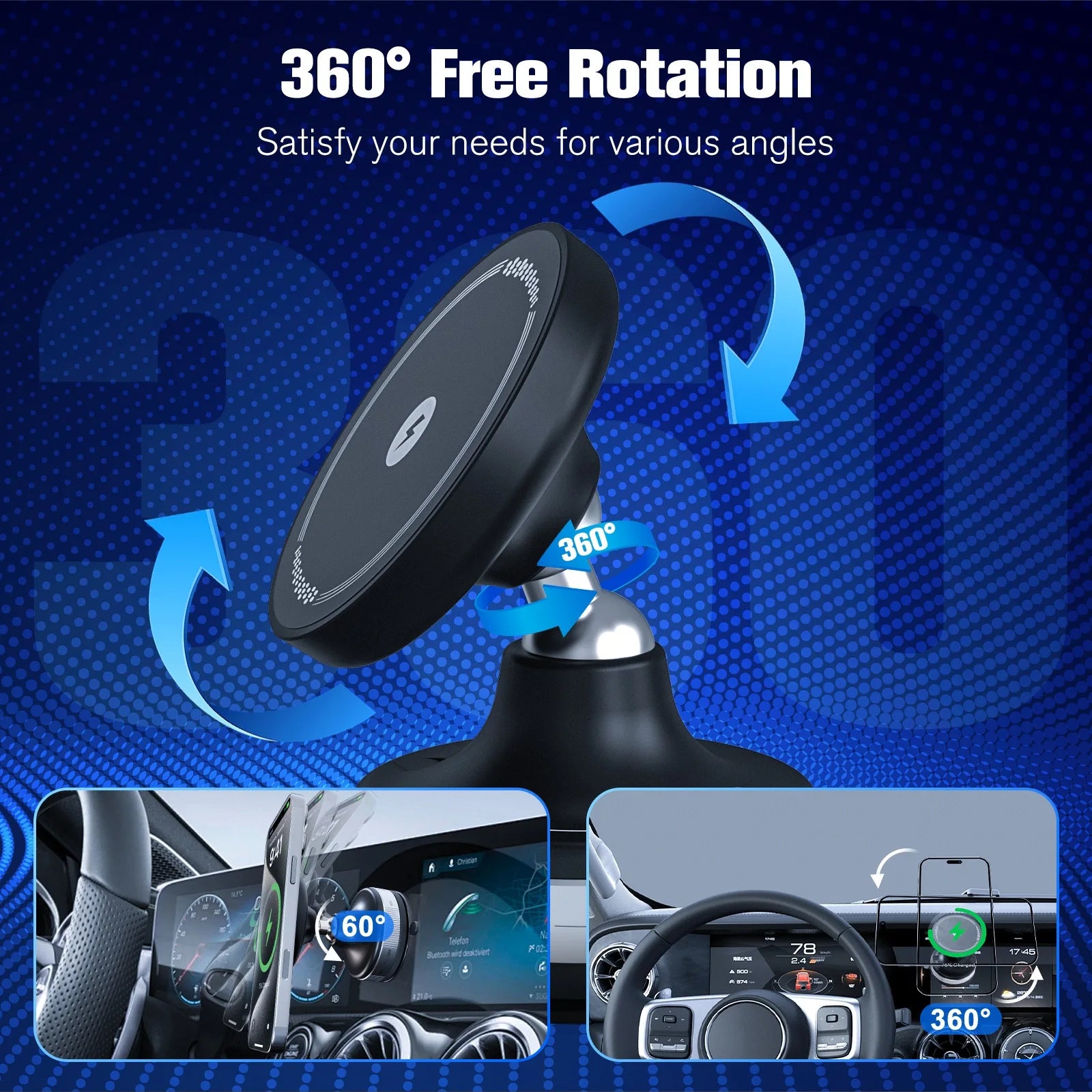 Magnetic Wireless Charger Car Phone Holder Air Vent Clip 15w Fast Charging