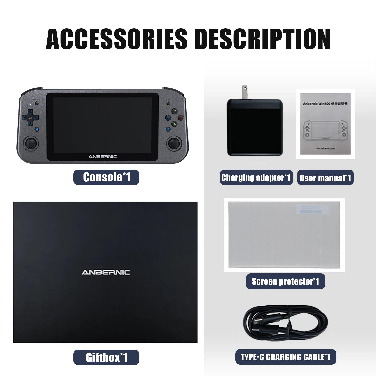 ANBERNIC Win600 PC Games Handheld AMD 3020e/3050e 5.94 Inch IPS Screen Office Video Game Console Windows 10 WiFi5  Pocket Laptop