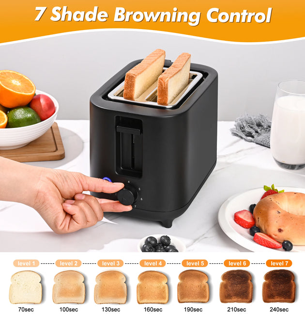 TomaChef  compact electric toaster 700W, with 7 heating Settings and a detachable breadcrumb tray, is perfect for toasting bread, bagels and waffles