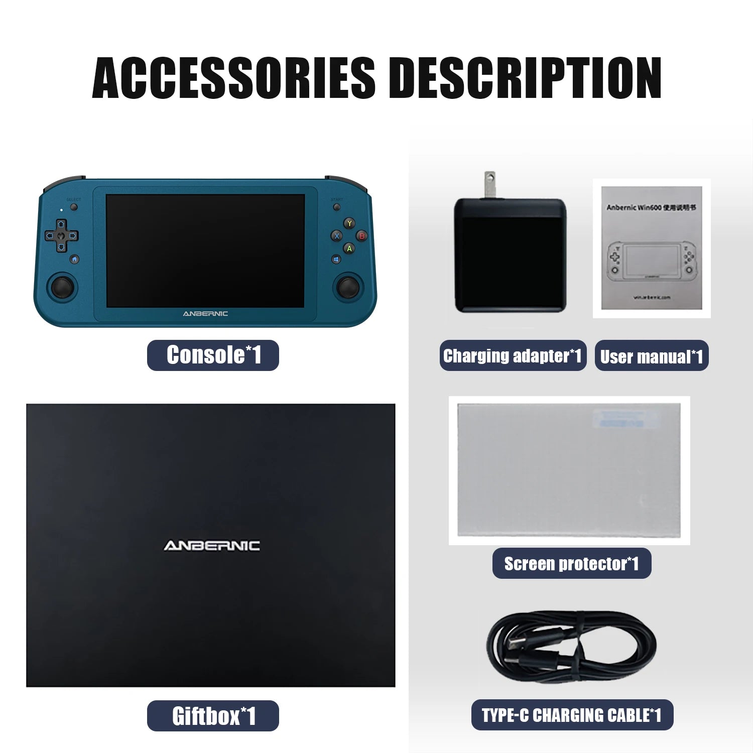 ANBERNIC Win600 PC Games Handheld AMD 3020e/3050e 5.94 Inch IPS Screen Office Video Game Console Windows 10 WiFi5  Pocket Laptop