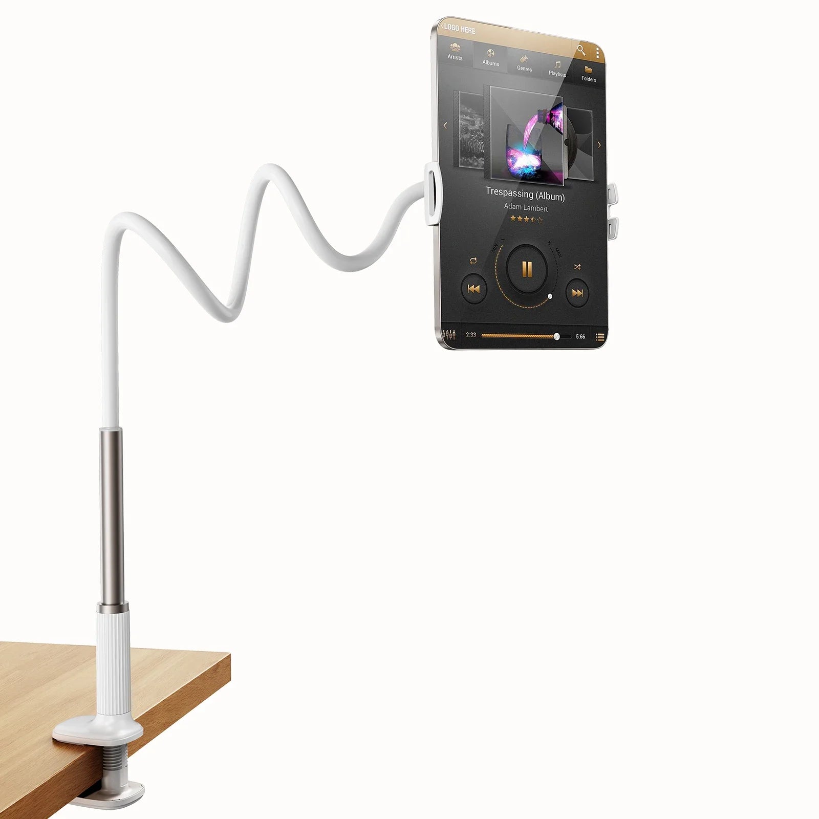 Eary Gooseneck Phone Holder for Bed Cell Phone Mount Clamp Clip Flexible Device