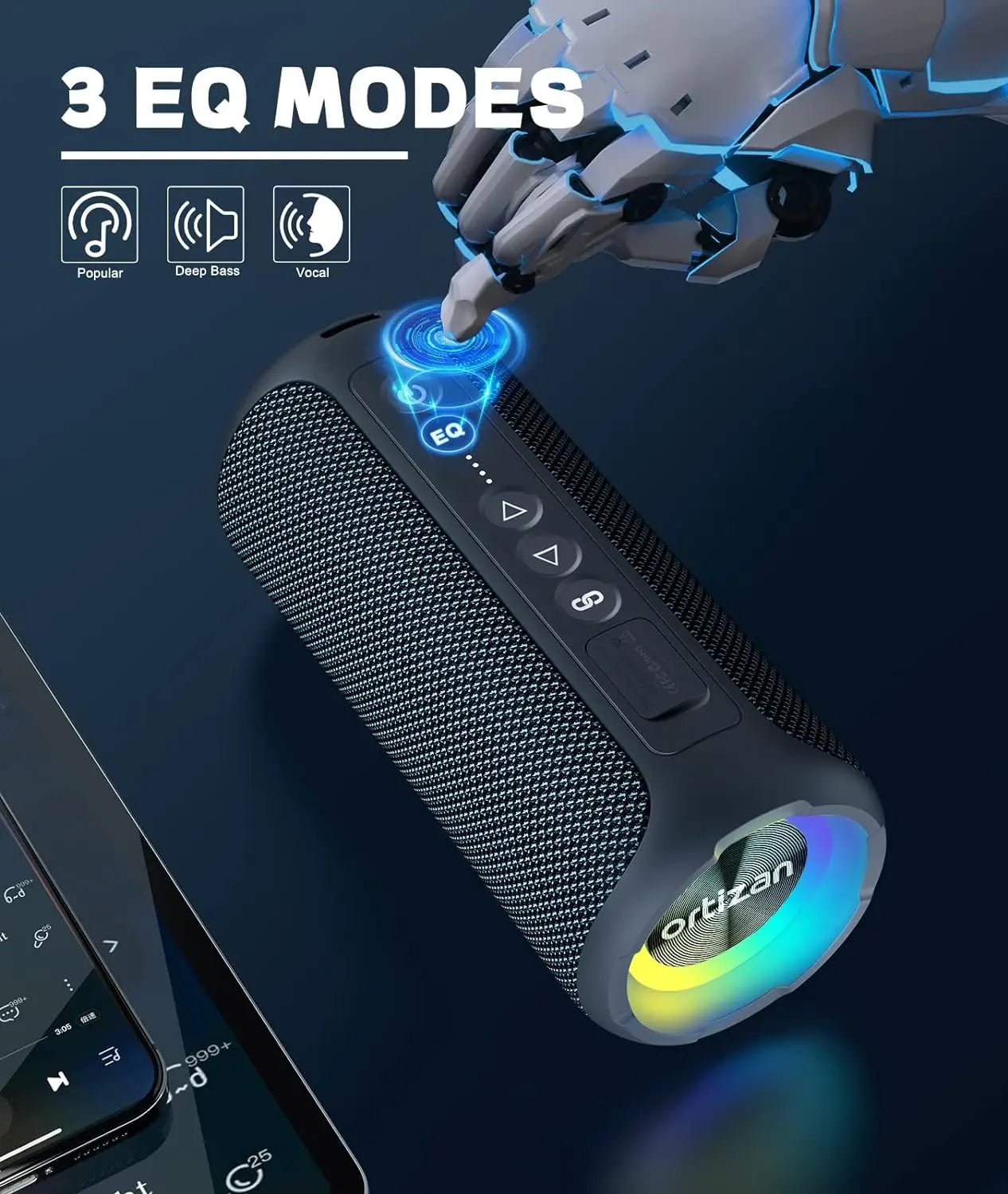 Ortizan Bluetooth Speakers Enhanced Bass Portable Outdoor Wireless Speaker