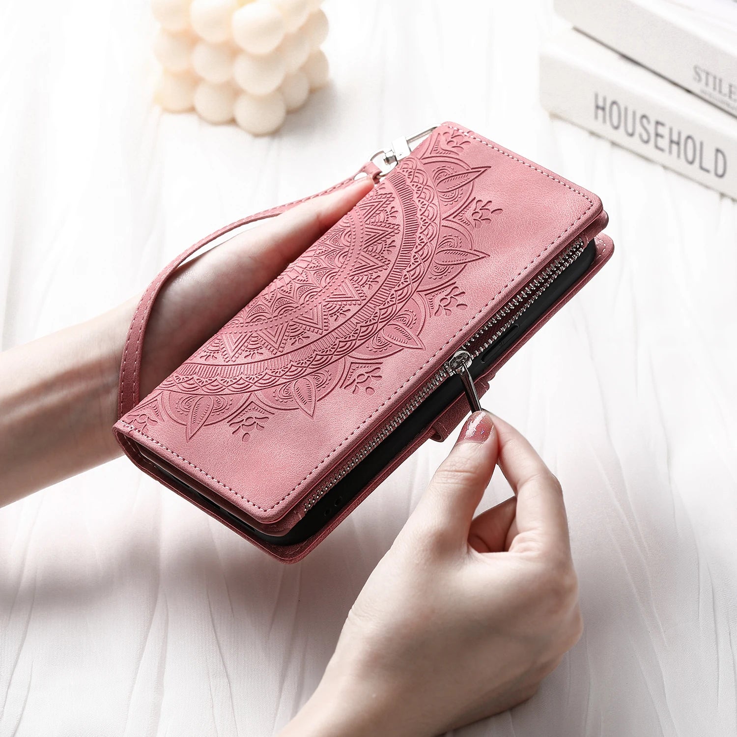 Leather Flip Case For Samsung Galaxy  Card Wallet Embossing Phone Bag
