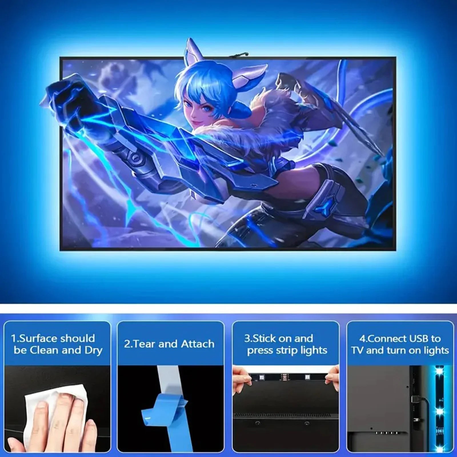 Led Backlight RGBIC LED Strip Light with Color Picking Sensor App Control Light