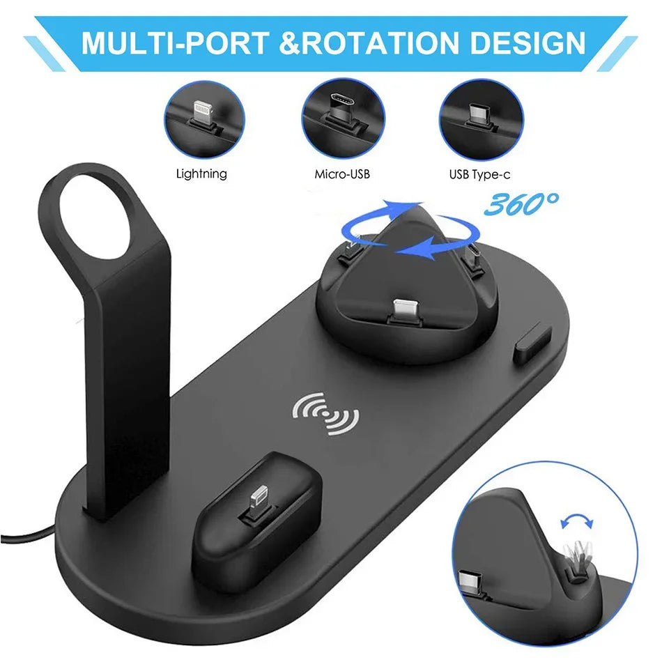 7 in 1 Wireless Charger Stand Pad For iPhone 17-12 Pro Max Apple Watch Airpods Pro iWatch 8 7 Fast Charging Dock Station