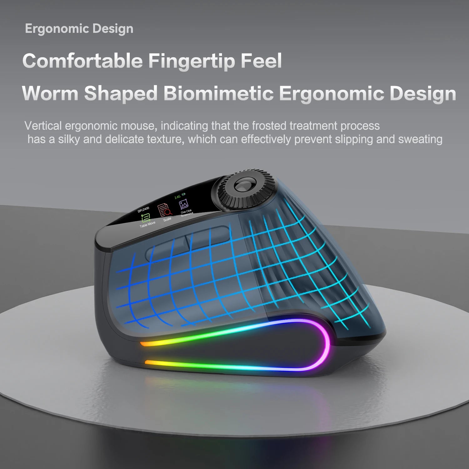 Jomaa RGB Backlit Speed Roller Wireless Vertical Mouse with Function Adjustment
