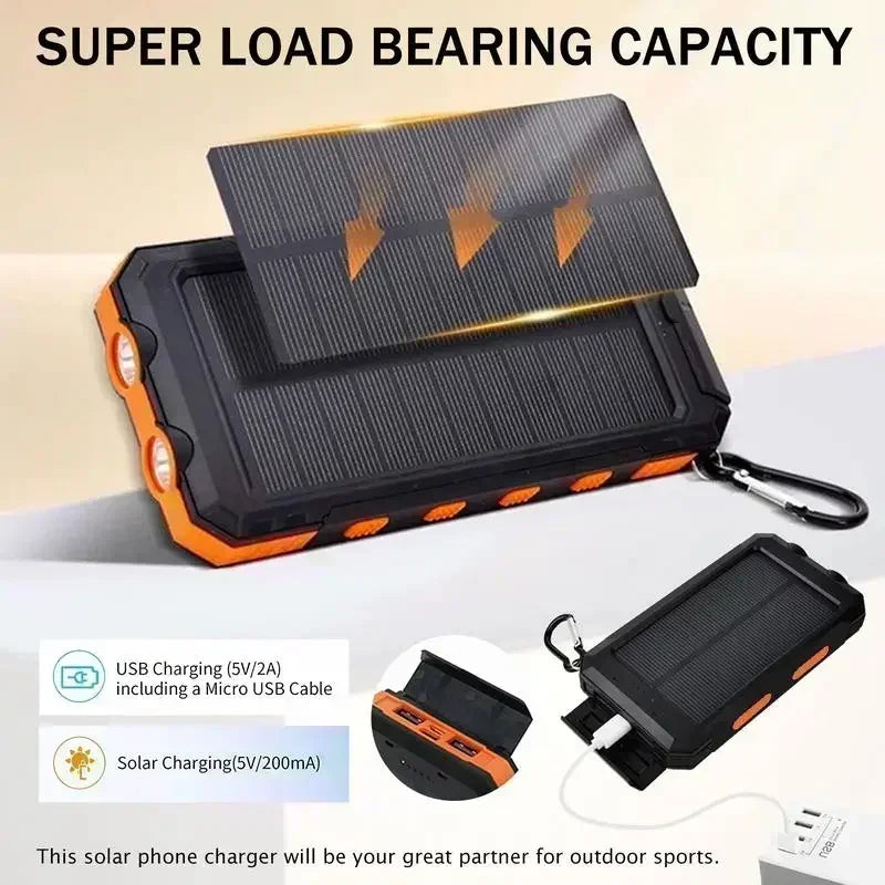 Outdoor Power Non-Stop: 10000mAh Solar Power Bank Fast Charge Bright