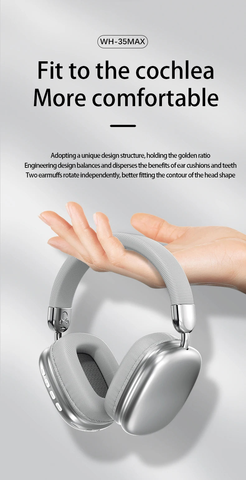 Original 9D Surround Sound Headsets Metal Wireless Bluetooth Headphones