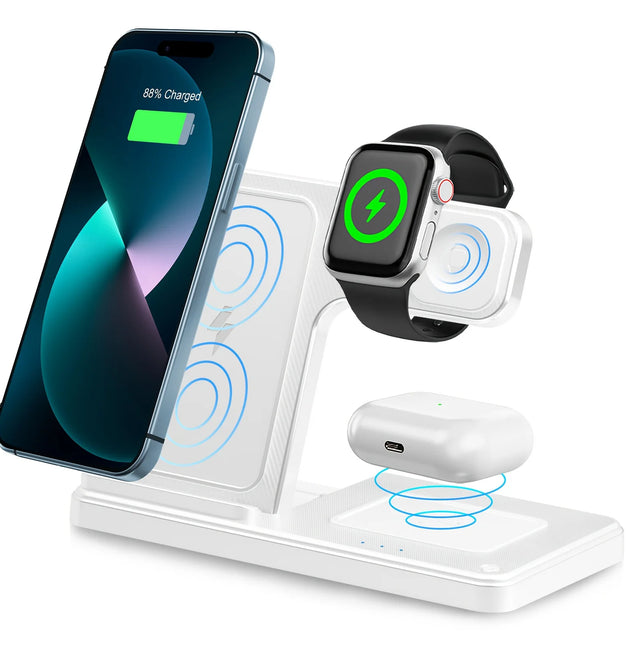 3 In 1 Magnetic Wireless Charger Stand 15W Fast Charging Dock Station Multiple Devices for iPhone 15 14 13 8 Apple Watch Airpods