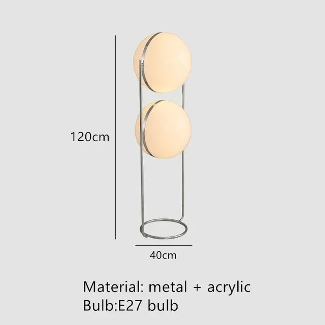 Garrault  Delord Floor Lamp Chrome Metal White Acrylic Ball Floor Light Living Room