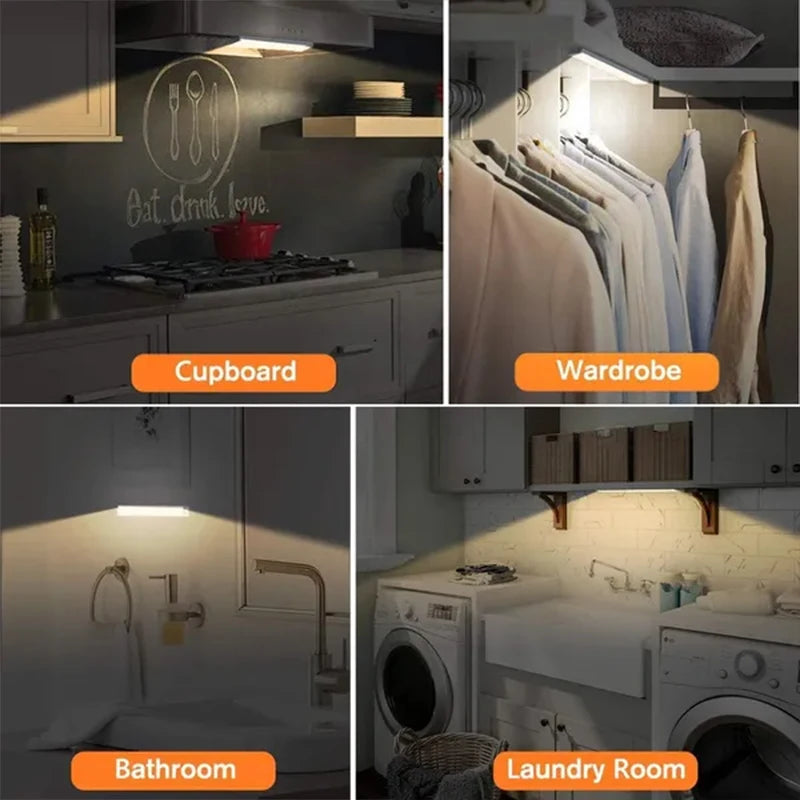 PIR Motion Sensor LED Under Cabinet Lamp Dimmable Rechargeable Night Light