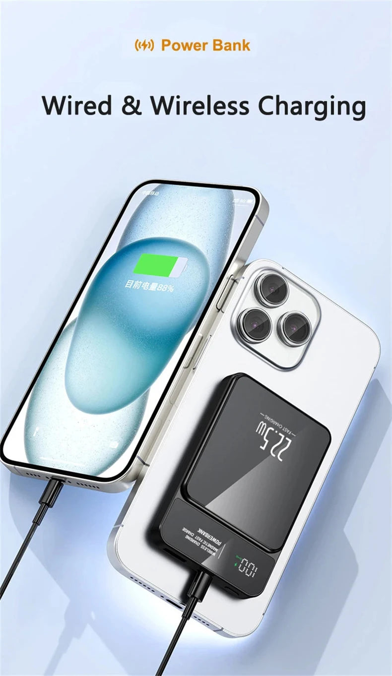 10000mAh Magnetic Power Bank 20W Wireless Power bank Slim Portable Battery