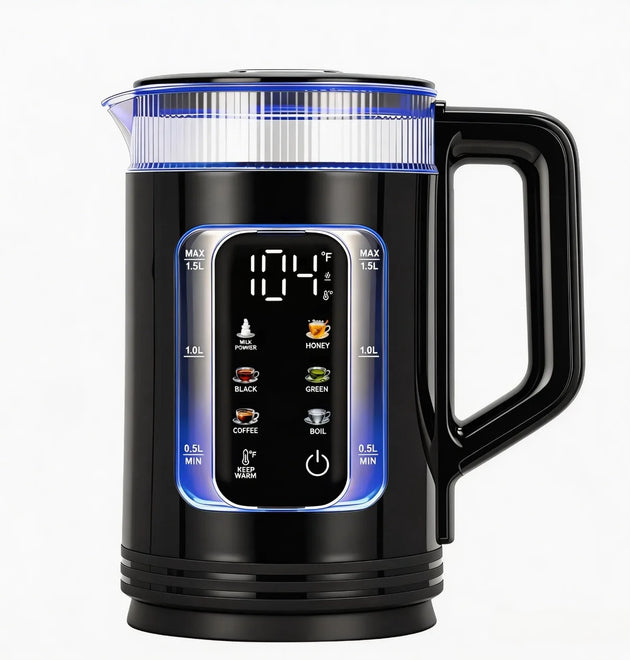 trix 1.5L Smart Electric Kettle, 6 Temperature Presets, FastBoil & 12H Keep Warm, ldeal for Tea ，Coffee， Milk and Honey,120V