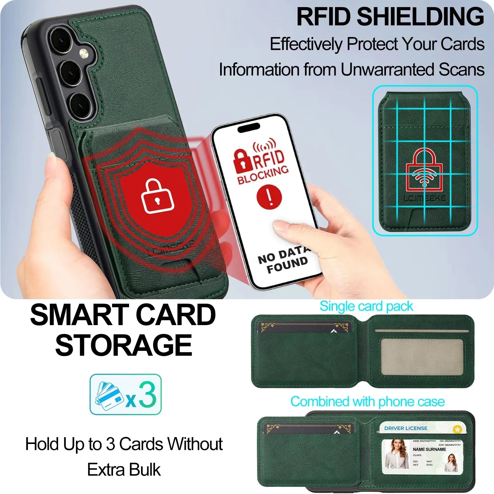 Detachable Leather Case For Samsung Galaxy Card Wallet Phone Bag