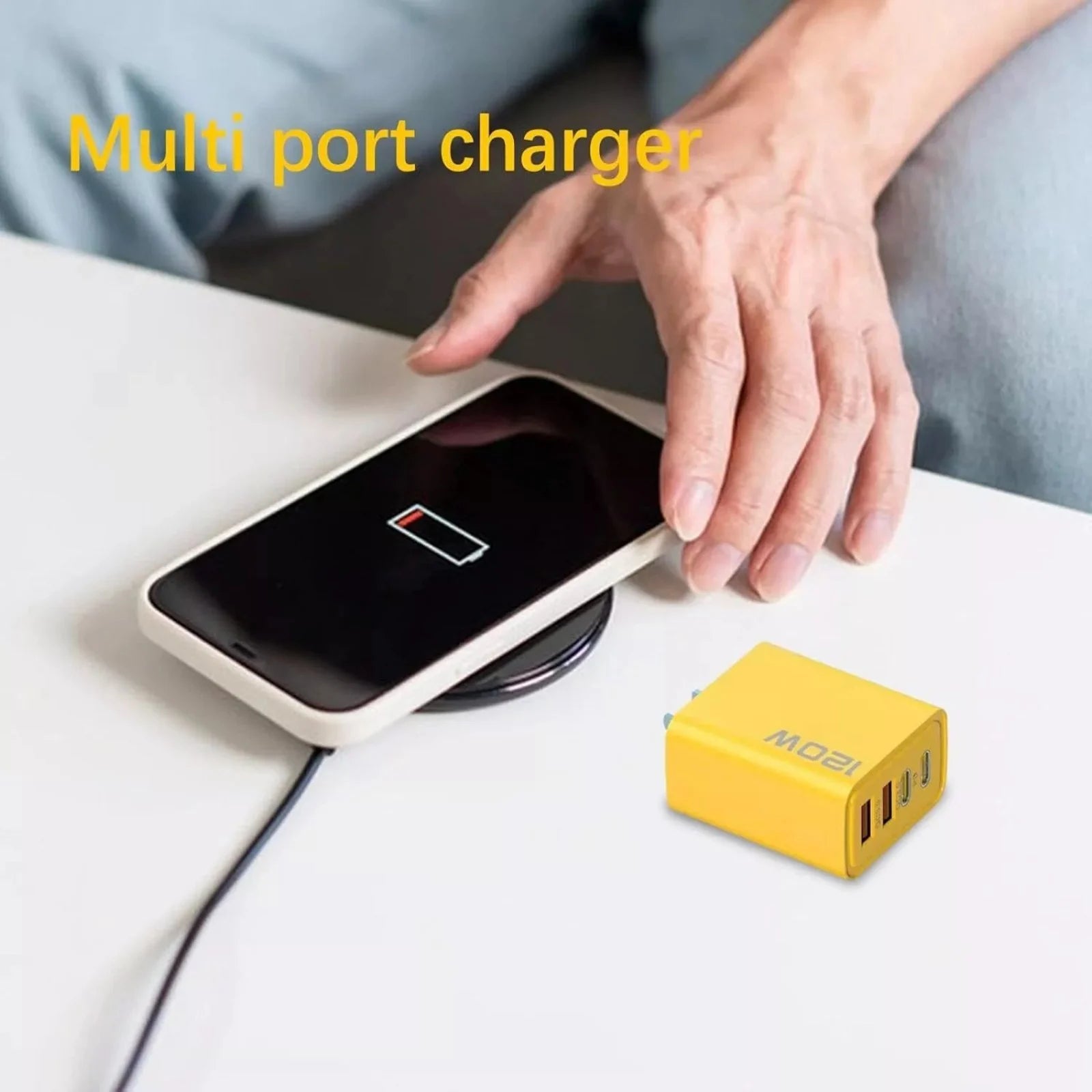 2PCS Universal 4-Port USB-C Fast Charge Mobile Phone Adapter Quick Wall Charger