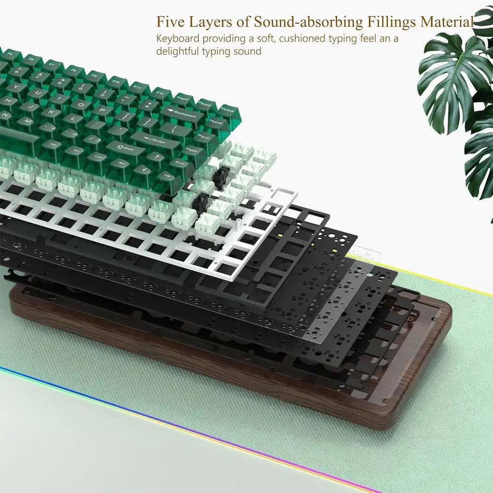 Wireless Mechanical Keyboard with  V2 Wood-Inspired Gaming Keyboard