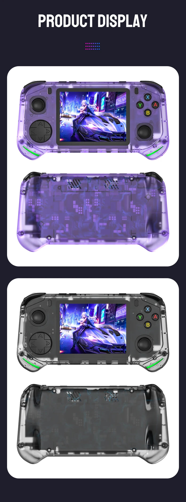 RX6H Retro Handheld Video Game Console 3.5-inch IPS Screen Linux System Portable Pocket Video Game Player 64GB Games GBA PS1