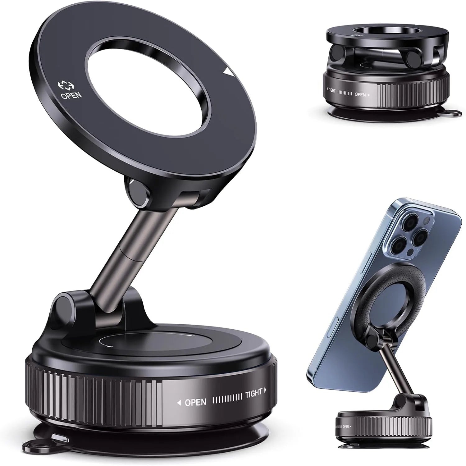 Adjustable Rotating Folding Magnetic Phone Holder Vacuum Suction Mag Stand