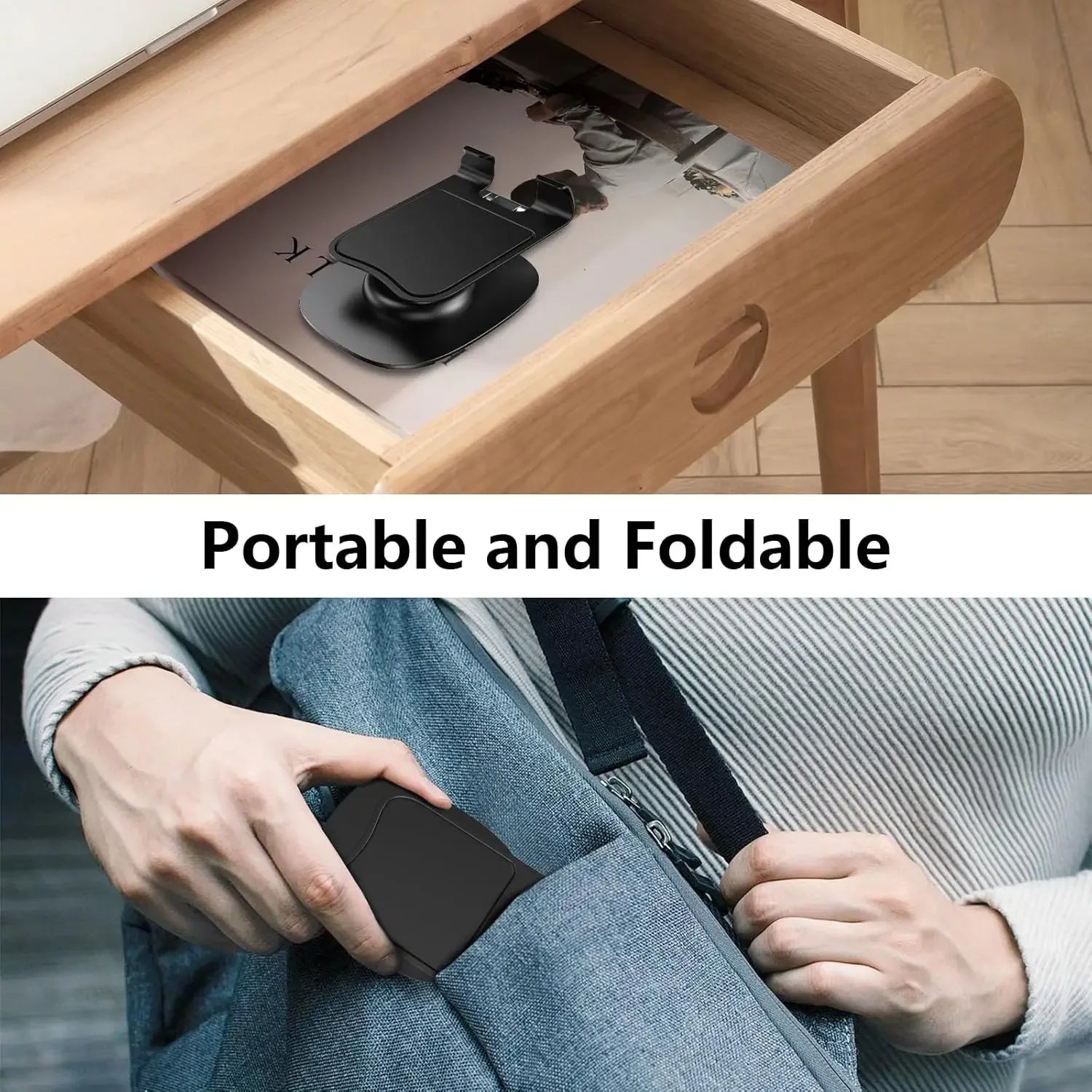 Aluminum Alloy Foldable Desktop Phone Stand with 360° Rotating Metal Base