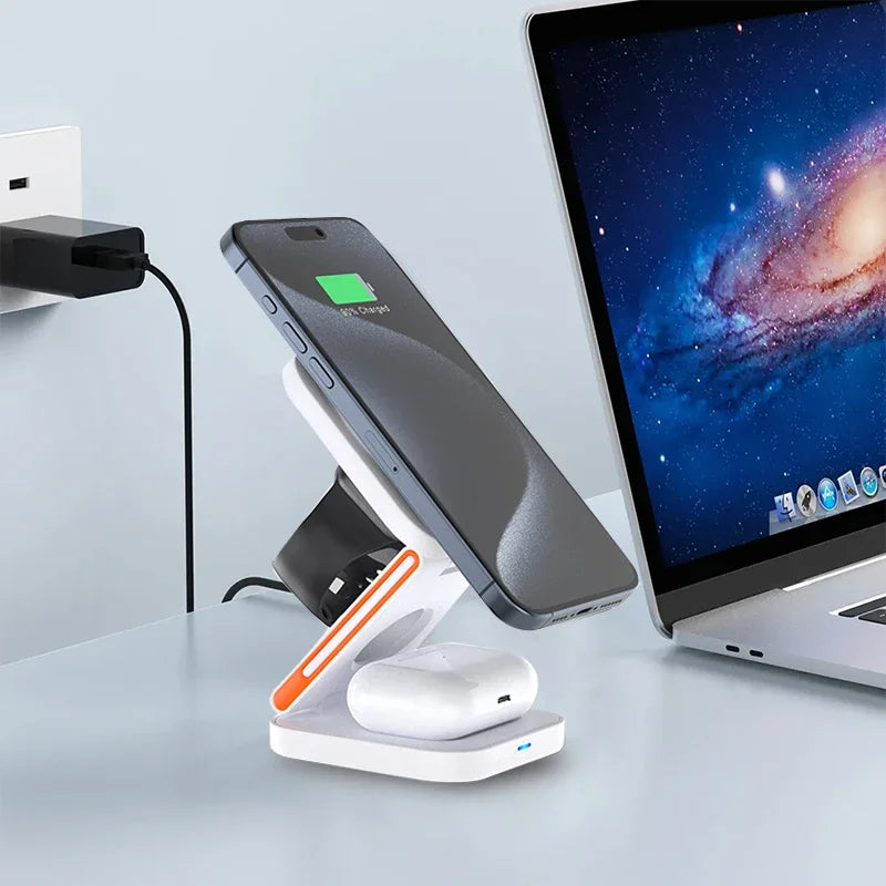 3 in 1 Foldable Charging Station Fast Magnetic Wireless Charger Stand