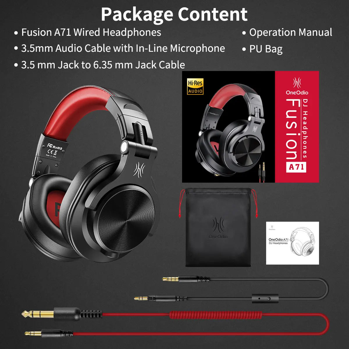Oneodio A71 Wired Over Ear HiFi Headphones For Gaming